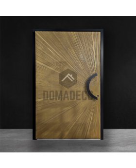 Hinged aluminum door with gold texture of milled metal