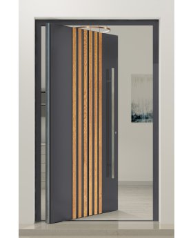PIVOT RAIL5 - aluminum pivot door with vertical slats made of aluminum profiles