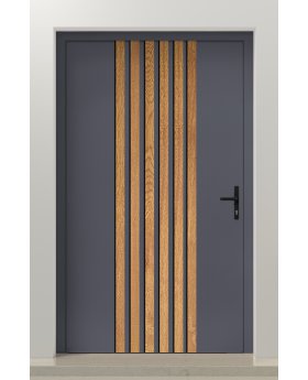 PIVOT RAIL5 - aluminum pivot door with vertical slats made of aluminum profiles