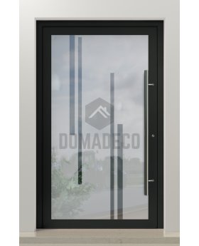 LIM Glass S10 - aluminium frosted front door with transparent decor