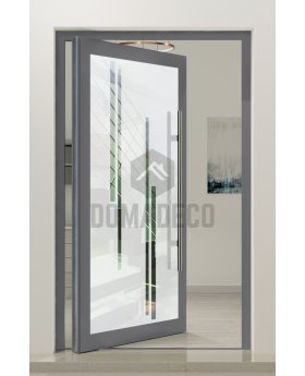 PIVOT Glass S10 - aluminium frosted pivot door with with transparent decor