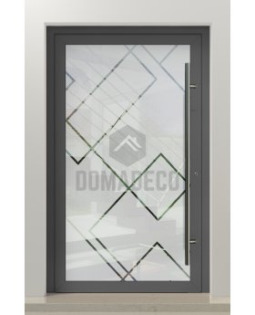 PIVOT Glass S15 - aluminium frosted pivot door with with transparent decor