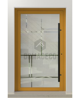 PIVOT Glass S17 - aluminium frosted pivot door with with transparent decor