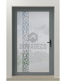 PIVOT Glass S21 - aluminum frosted pivot door with with transparent motif