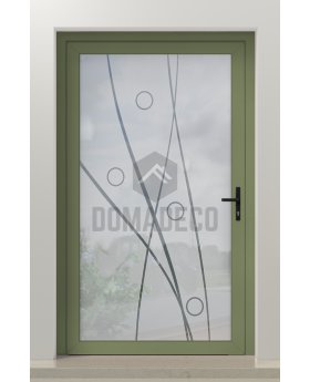 PIVOT Glass S22 - aluminum frosted pivot door with with transparent motif