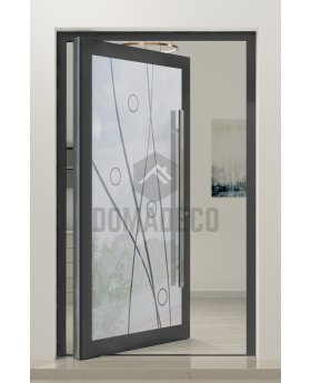 PIVOT Glass S22 - aluminum frosted pivot door with with transparent motif