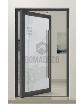 PIVOT Glass S23 - aluminum frosted pivot door with with with transparent home adress