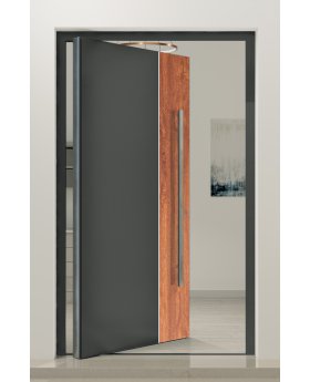 PIVOT V22 - aluminum front door with wooden decor
