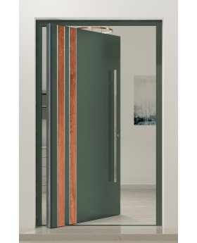 PIVOT V28 - aluminium front door with wooden decor