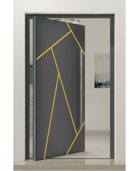 PIVOT V37 - stylish aluminium pivot front door with stripes