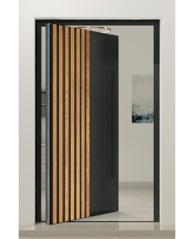 PIVOT RAIL3 - aluminum exterior door with vertical slats made of aluminum profiles