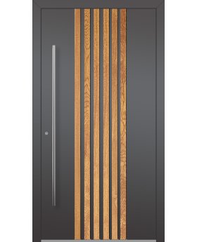 LIM RAIL5 - aluminum front door with vertical slats made of aluminum profiles