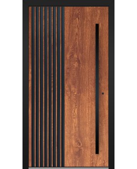 LIM RAIL6 - aluminum front  door with black vertical slats made of aluminum profiles