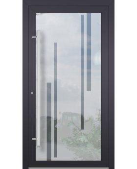 LIM Glass S10 - aluminium frosted front door with transparent decor
