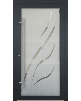 LIM Glass S11 - frosted aluminum entry door with transparent decor