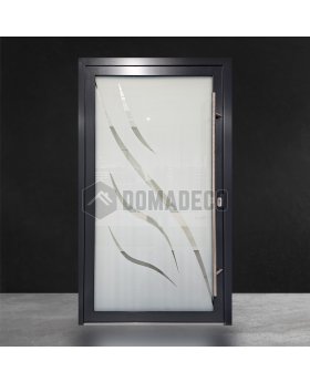 LIM Glass S11 - frosted aluminum entry door with transparent decor