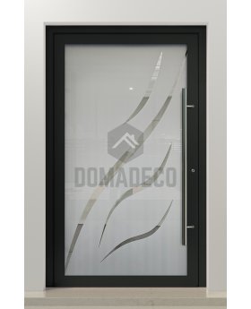 PIVOT Glass S11 - aluminum frosted pivot door with transparent decor