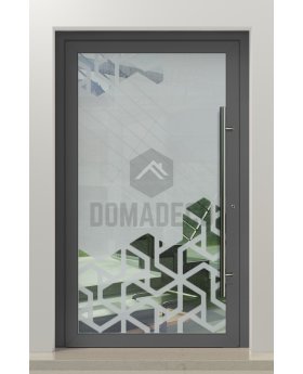 PIVOT Glass S12 - aluminium frosted pivot door with with transparent decor