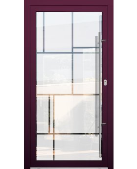 LIM Glass S17 - aluminium front door milk with transparent decor