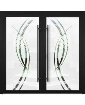 LIM GLASS double S -  frosted aluminum souble door with transparent motif