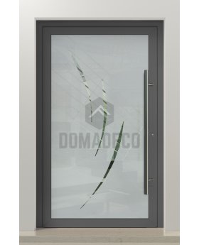 LIM Glass S19 - aluminium front door milk with transparent decor