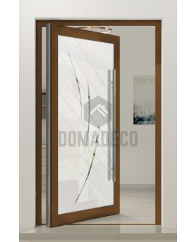 PIVOT Glass S19 - aluminum frosted pivot door with with transparent motif