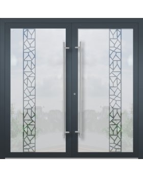 LIM GLASS double S -  frosted aluminum souble door with transparent motif