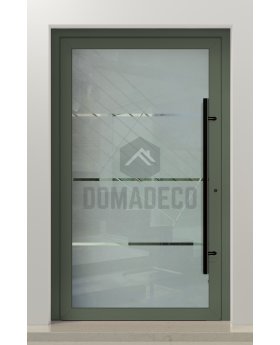 PIVOT Glass S3 - aluminium frosted pivot door with three transparent stripe