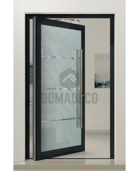PIVOT Glass S3 - aluminium frosted pivot door with three transparent stripe