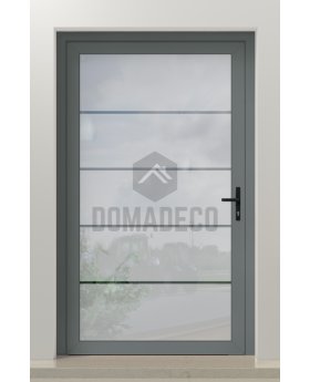 PIVOT Glass S4 - aluminium frosted pivot door with four transparent stripe