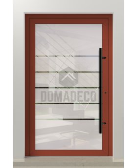 PIVOT Glass S5 - aluminium frosted pivot door with five transparent stripe