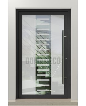 PIVOT Glass S6 - aluminium frosted pivot door with with transparent decor