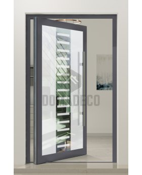 PIVOT Glass S6 - aluminium frosted pivot door with with transparent decor