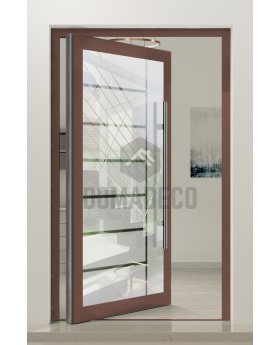 PIVOT Glass S7 - aluminium frosted pivot door with with transparent decor