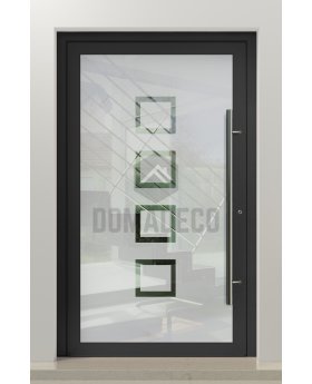 PIVOT Glass S8 - aluminium frosted pivot door with with transparent squares