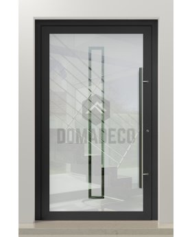 PIVOT Glass S9 - aluminium frosted pivot door with with transparent rectangle