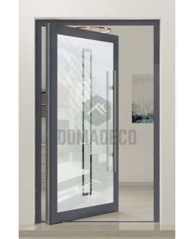 PIVOT Glass S9 - aluminium frosted pivot door with with transparent rectangle
