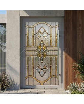 Grey Stained Glass External Aluminium Pivot Door