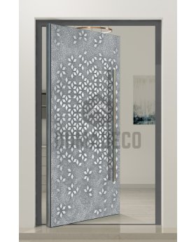 PIVOT Squares - pivot door with squares texture of milled metal