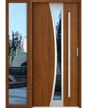 custom configuration - STA steel front door with left sidelight, glass panel (view from the outside)