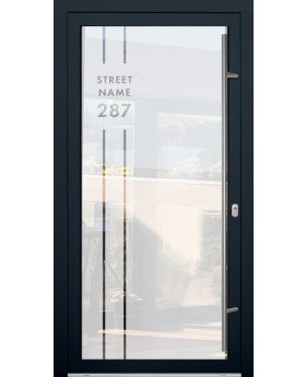 LIM Glass S23 - aluminium front door milk with transparent adress