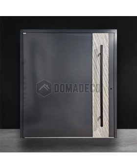 Aluminum front door pivot with white rock stone texture