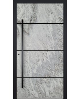 LIM V42 - aluminium front door covered with white rock stone texture