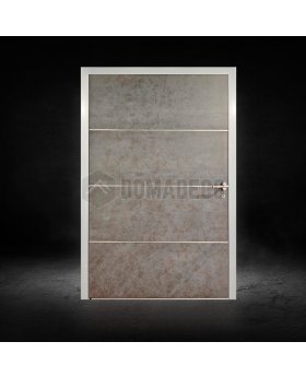 Aluminum pivot door covered with sintered quartz