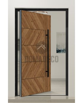 PIVOT WOODLINE 4 - pivot door covered Creek Larch High Pressure Laminate wood imitation