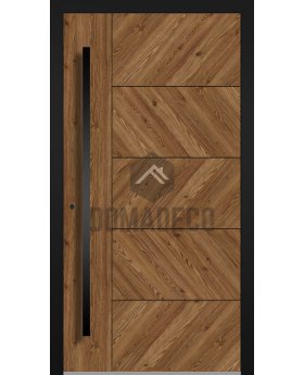 LIM WOODLINE 4 - aluminum wood-like entry door covered Creek Larch High Pressure Laminate