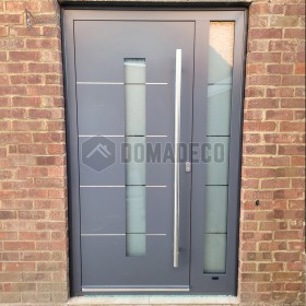 Aluminum anthracite LIM hinged door with right sidelight