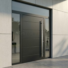 Anthracite Integra front door with left, right and top glass panel