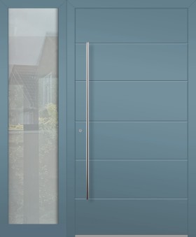 Aluminum Hinged LIM front door with left sidelight (view from the outside) 