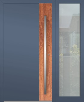 Aluminum LIM hinged door with right sidelight (view from the outside) 